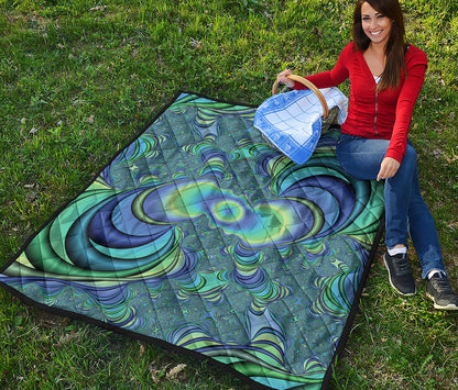 Blue Fractal Print Quilt