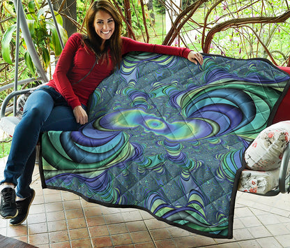 Blue Fractal Print Quilt