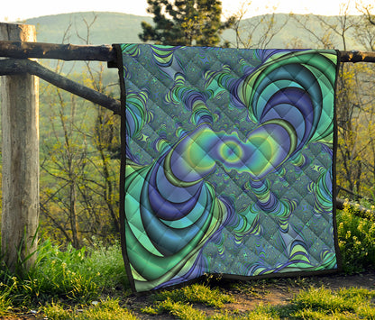 Blue Fractal Print Quilt