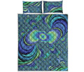 Blue Fractal Print Quilt Bed Set