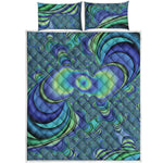 Blue Fractal Print Quilt Bed Set