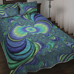 Blue Fractal Print Quilt Bed Set