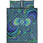 Blue Fractal Print Quilt Bed Set