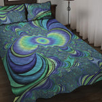 Blue Fractal Print Quilt Bed Set