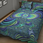 Blue Fractal Print Quilt Bed Set