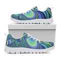 Blue Fractal Print White Running Shoes