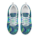 Blue Fractal Print White Sneakers