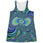 Blue Fractal Print Women's Racerback Tank Top