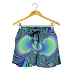 Blue Fractal Print Women's Shorts