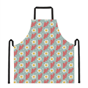 Blue Fried Egg And Bacon Pattern Print Apron