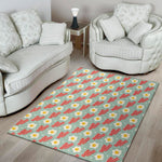 Blue Fried Egg And Bacon Pattern Print Area Rug