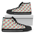 Blue Fried Egg And Bacon Pattern Print Black High Top Sneakers