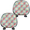 Blue Fried Egg And Bacon Pattern Print Car Headrest Covers