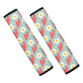 Blue Fried Egg And Bacon Pattern Print Car Seat Belt Covers