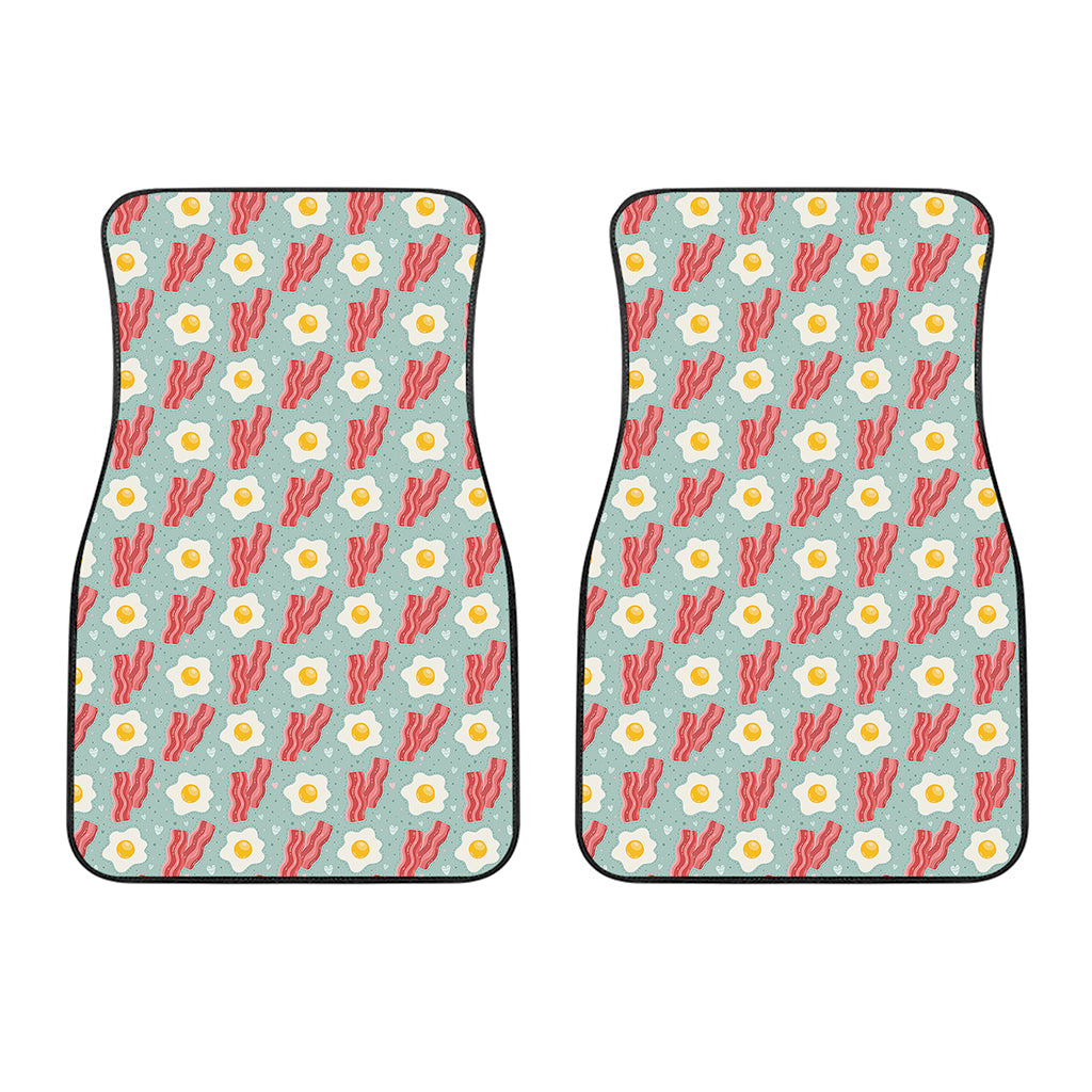 Blue Fried Egg And Bacon Pattern Print Front Car Floor Mats