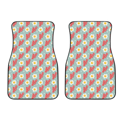 Blue Fried Egg And Bacon Pattern Print Front Car Floor Mats