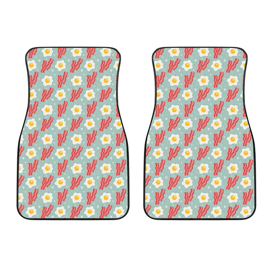 Blue Fried Egg And Bacon Pattern Print Front Car Floor Mats