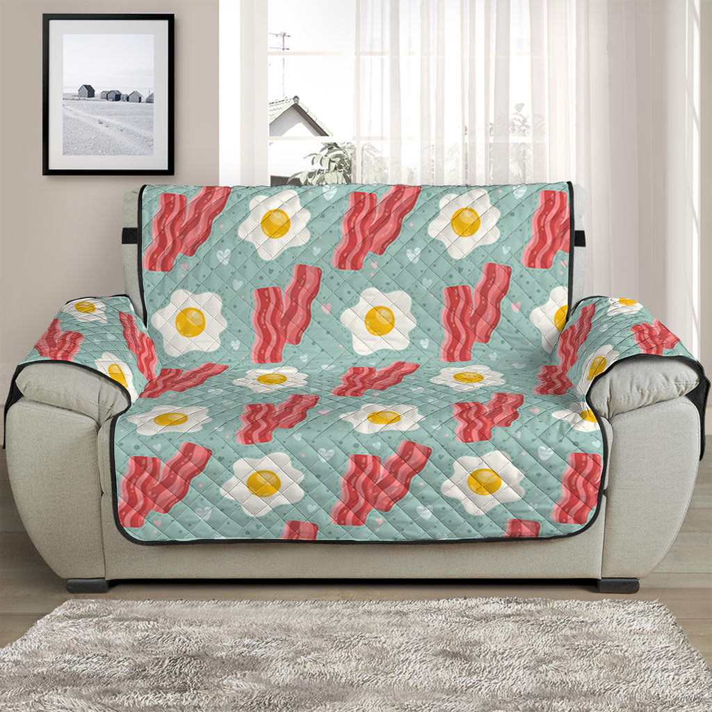 Blue Fried Egg And Bacon Pattern Print Half Sofa Protector