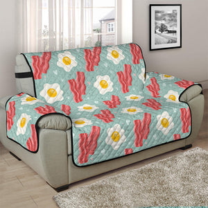 Blue Fried Egg And Bacon Pattern Print Half Sofa Protector