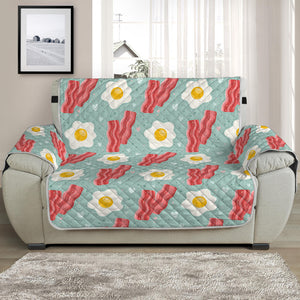 Blue Fried Egg And Bacon Pattern Print Half Sofa Protector