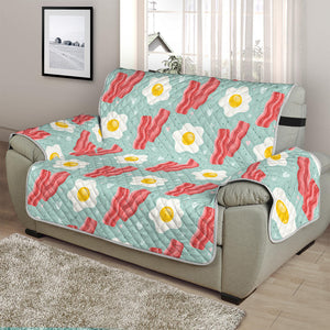 Blue Fried Egg And Bacon Pattern Print Half Sofa Protector