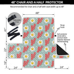 Blue Fried Egg And Bacon Pattern Print Half Sofa Protector