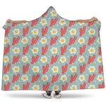 Blue Fried Egg And Bacon Pattern Print Hooded Blanket