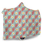Blue Fried Egg And Bacon Pattern Print Hooded Blanket