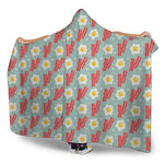 Blue Fried Egg And Bacon Pattern Print Hooded Blanket