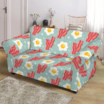 Blue Fried Egg And Bacon Pattern Print Loveseat Slipcover