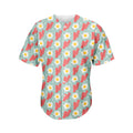 Blue Fried Egg And Bacon Pattern Print Men's Baseball Jersey