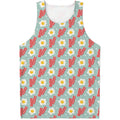 Blue Fried Egg And Bacon Pattern Print Men's Tank Top