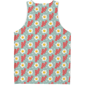 Blue Fried Egg And Bacon Pattern Print Men's Tank Top