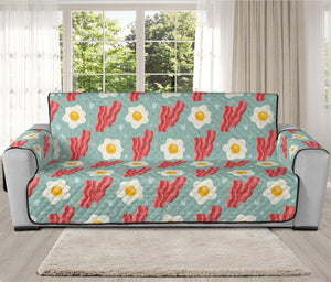 Blue Fried Egg And Bacon Pattern Print Oversized Sofa Protector