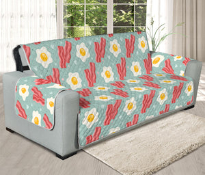 Blue Fried Egg And Bacon Pattern Print Oversized Sofa Protector