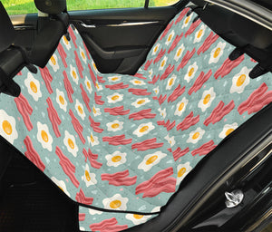 Blue Fried Egg And Bacon Pattern Print Pet Car Back Seat Cover