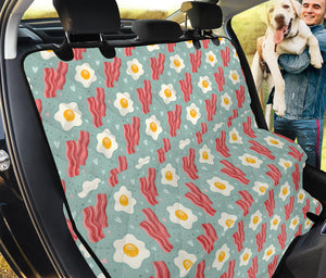 Blue Fried Egg And Bacon Pattern Print Pet Car Back Seat Cover