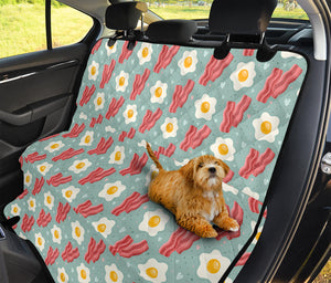 Blue Fried Egg And Bacon Pattern Print Pet Car Back Seat Cover