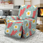 Blue Fried Egg And Bacon Pattern Print Recliner Slipcover