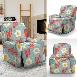 Blue Fried Egg And Bacon Pattern Print Recliner Slipcover