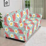 Blue Fried Egg And Bacon Pattern Print Sofa Cover