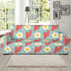 Blue Fried Egg And Bacon Pattern Print Sofa Slipcover