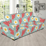 Blue Fried Egg And Bacon Pattern Print Sofa Slipcover