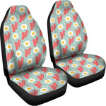 Blue Fried Egg And Bacon Pattern Print Universal Fit Car Seat Covers