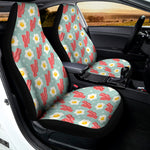 Blue Fried Egg And Bacon Pattern Print Universal Fit Car Seat Covers