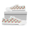 Blue Fried Egg And Bacon Pattern Print White Low Top Shoes
