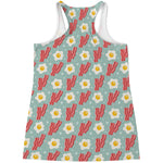 Blue Fried Egg And Bacon Pattern Print Women's Racerback Tank Top