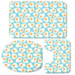 Blue Fried Eggs Pattern Print 3 Piece Bath Mat Set