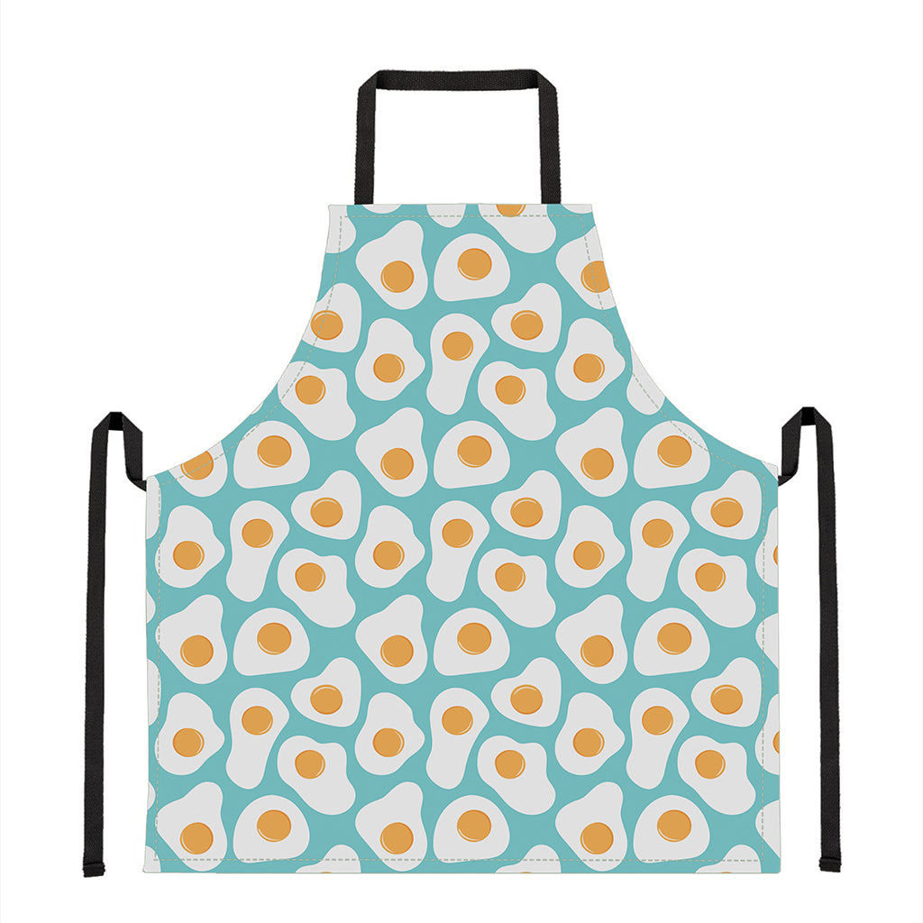 Blue Fried Eggs Pattern Print Apron