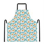 Blue Fried Eggs Pattern Print Apron